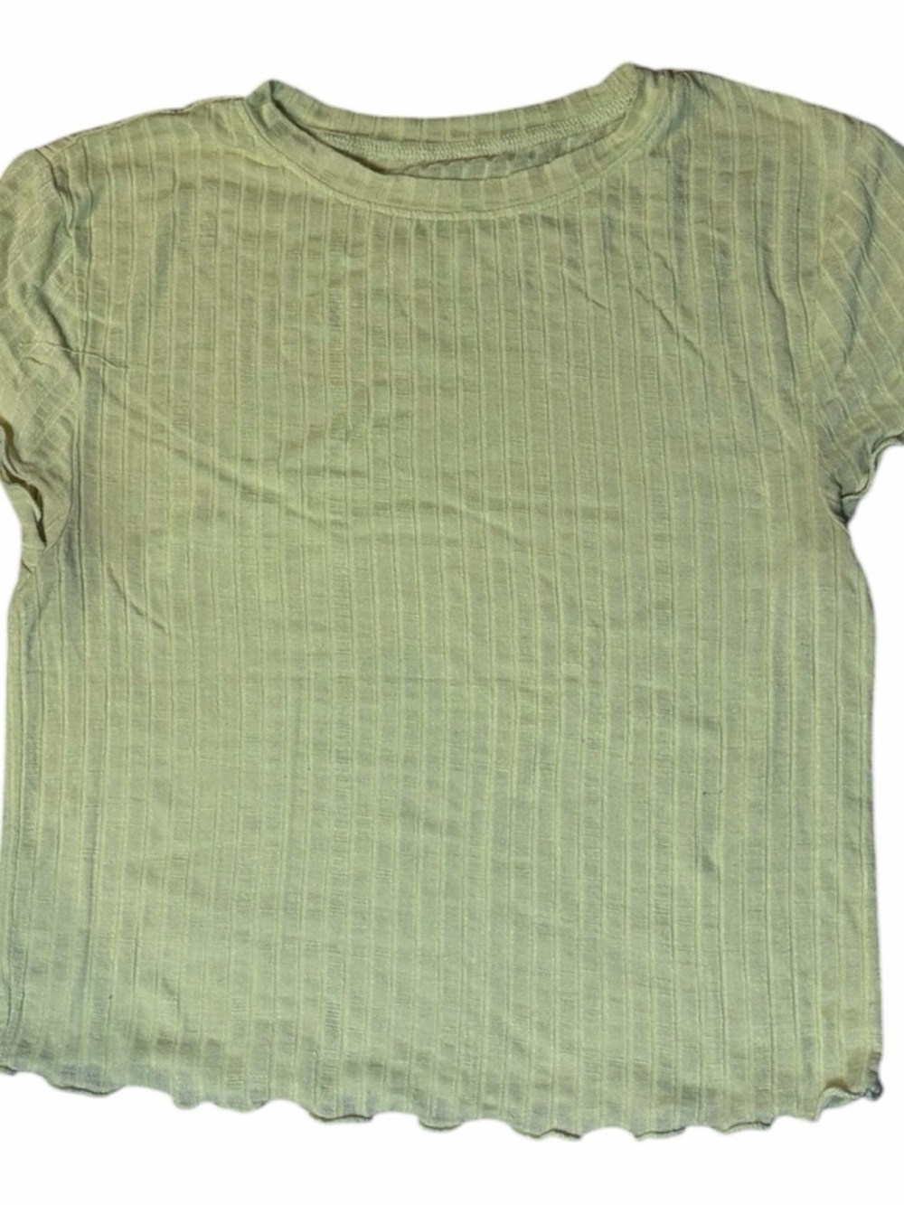 Yellow Ribbed Crewneck Tee - Women